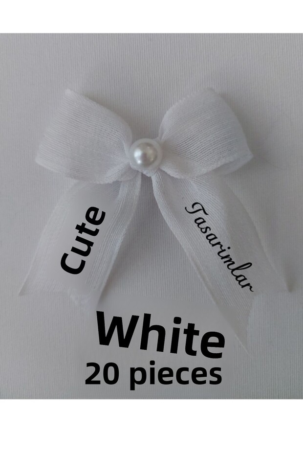 Linen Ribbon Ready Bow Matte White (20 Pieces)