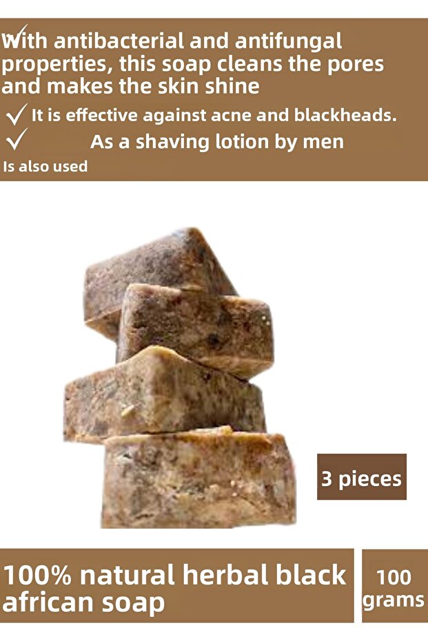 Special Production 100% Natural Lotion & Peeling Herbal Black African Soap for Face, Skin, Hair and Body 3 Pieces