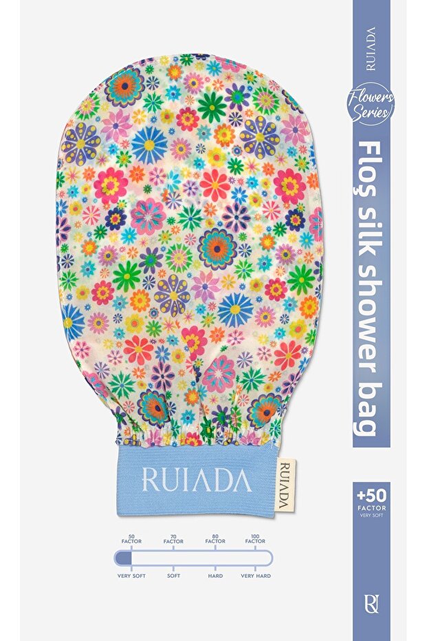 قفازات تقشير الحمام الرقيقة المصنوعة من الحرير بنسبة 100% من Flowers Series 50 Factor (أزرق)