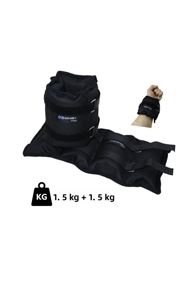 Hand Ankle Weight 1.5 kg + 1.5 kg (Total 3 kg) Black Double Sandbag