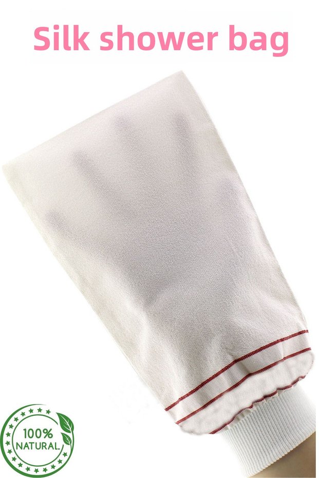 Silk Shower Pouch and Exfoliating Gloves (for Women and Men) 1 Piece