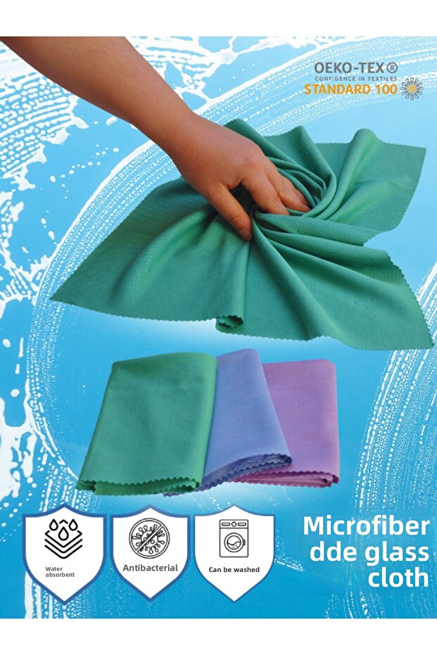 Microfiber Set of 3 Water Absorbent, Non-Scratching, Antibacterial Glass Cleaning Cloths 40x60
