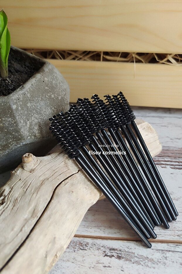 Eyebrow and Eyelash Combing Brush 12 Pack Black Elsevkozmetik - 1