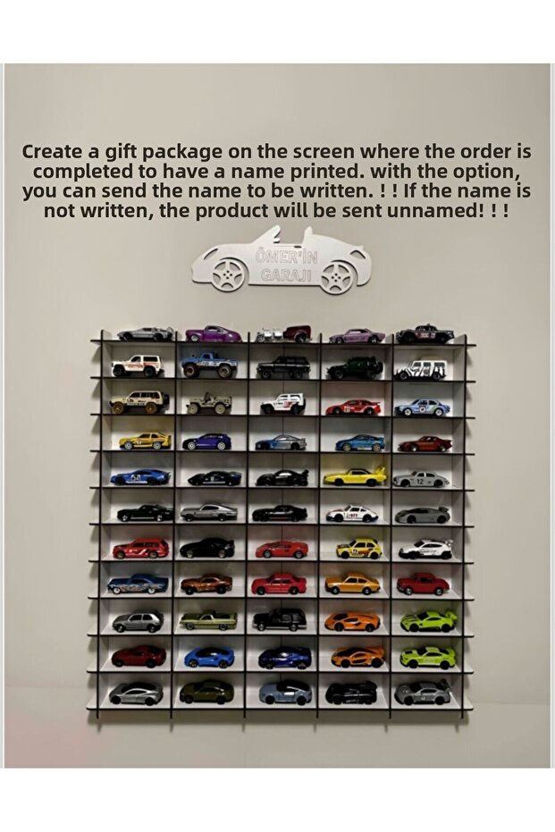 White Toy Car Rack for 50 Vehicles
