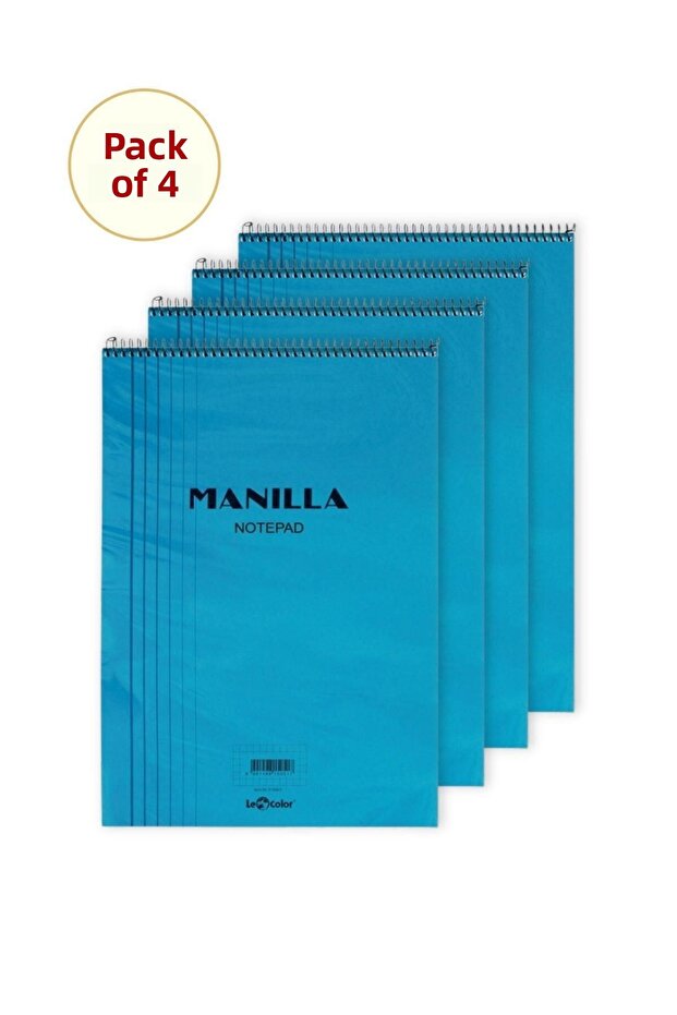 4 Pack Manilla A5 Lined Blue Notepad 4X140 Pages