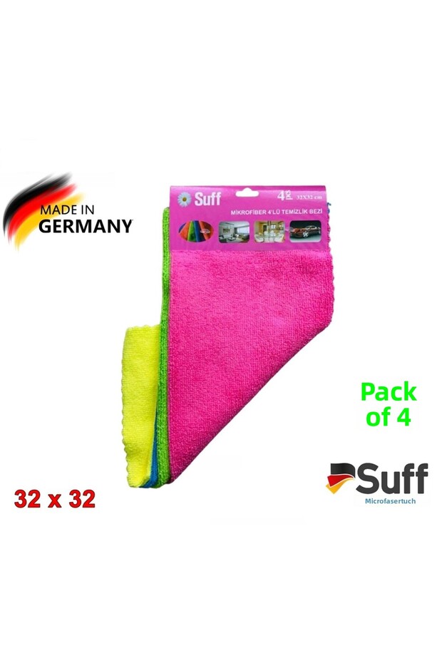 Microfiber Cleaning Cloth 32X32 cm – Pack of 4, General Cleaning Cloth, Made in Germany