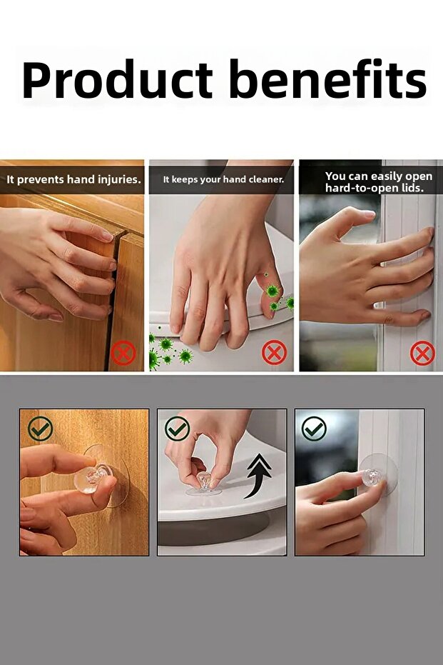 1 Pc Adhesive Handle, Cabinet Drawer Handle, Trash Can Lid Handle - Adhesive Crystal Handle - 5