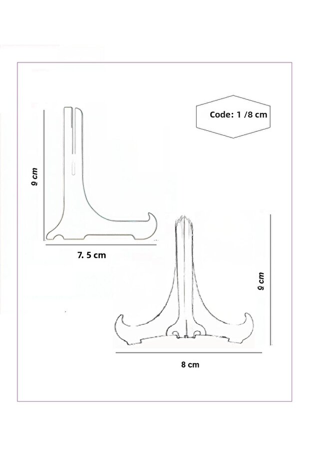10 Pieces 8 cm Frame and Plate Display Stand Set Transparent Plexiglass - 2