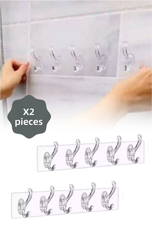 2 Pieces Transparent Strong Self Adhesive Door Wall Hanger
