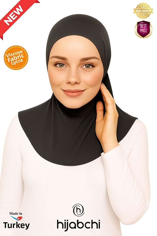XL Neck Collar Hijab - Wide Fit Viscose Fabric - Diabetic Hijab - Smoked