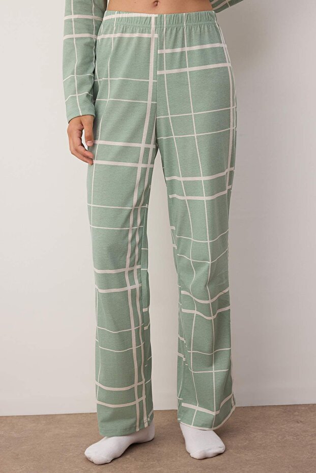 Mint Ekoseli Örme Pijama Takımı THMAW26PT00049 - 3