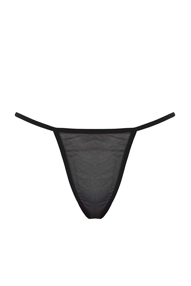 Siyah Dantel ve Şerit Detaylı Tül Kaplı Külotlu Babydoll/Fantezi Gecelik THMAW26CY00002 - 7