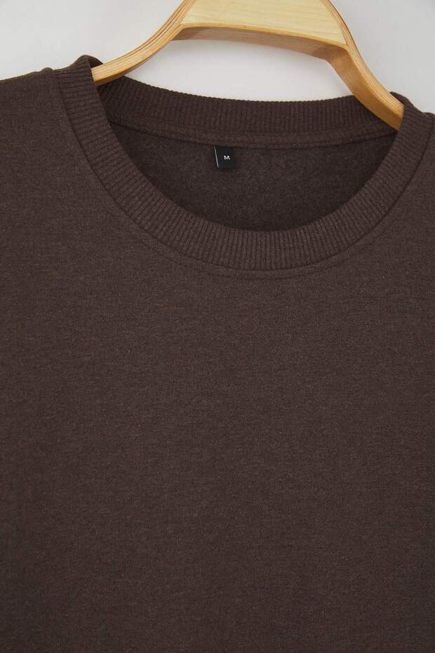 Kahverengi Regular/Normal Kesim İçi Polar/Sıcak Tutan Sweatshirt TMNAW21SW1208 - 4
