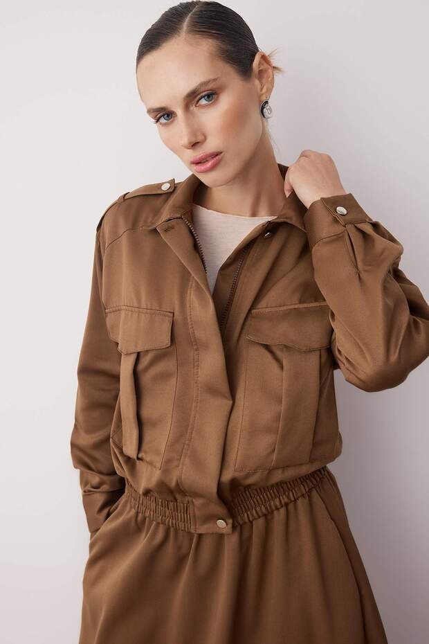 Haki Oversize Cep Detaylı Dokuma Alt - Üst Takım TCTAW26US00035 - 3