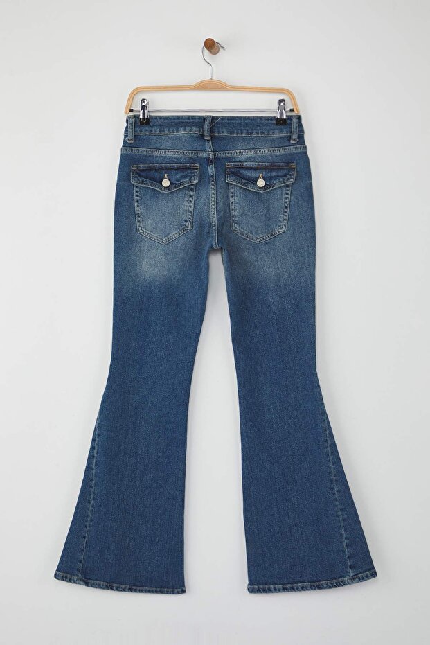 Mavi Dikiş Detaylı Düşük Bel Comfort/Esnek Flare Jeans TWOAW26JE00043 - 6