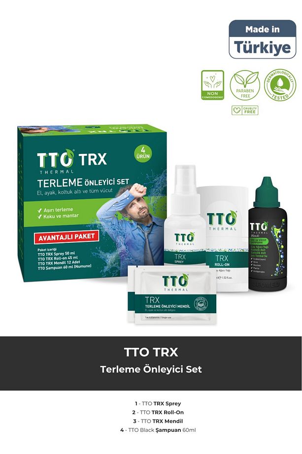 TRX TERLEME ÖNLEYİCİ SET ( sprey roll-on mendil şampuan) - 1