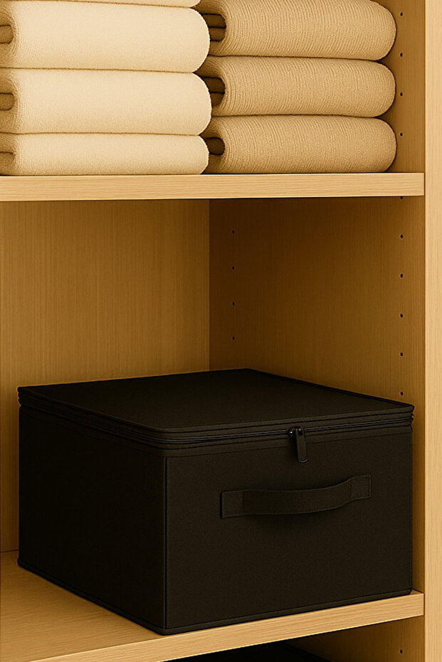 Supported Tote Oversized Black Color – Zippered Foldable Storage and Organization Box - 1