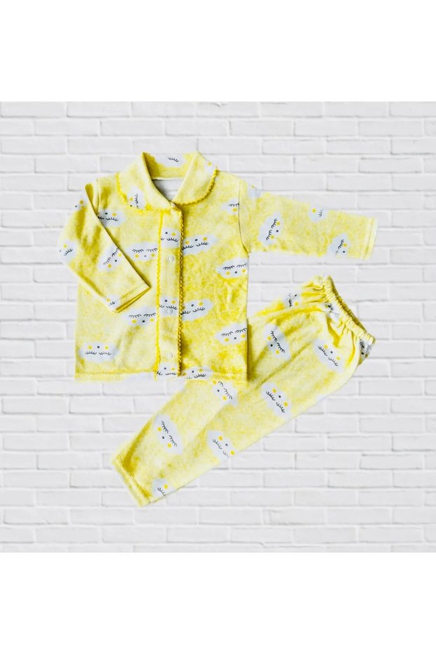 Yellow Cloudy Baby Girl and Boy Set with Snap Fasteners