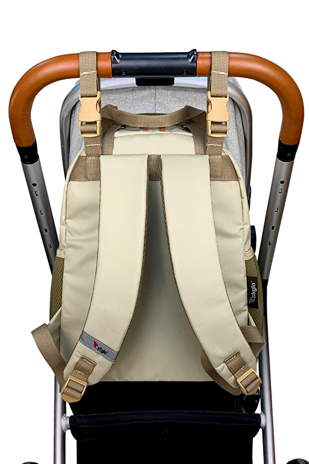 Popi Anne Bebek Bakım Ve Sırt Çantası Bej – Termal Biberon Bölmeli Geniş Hacimli Şık Tasarım - 4