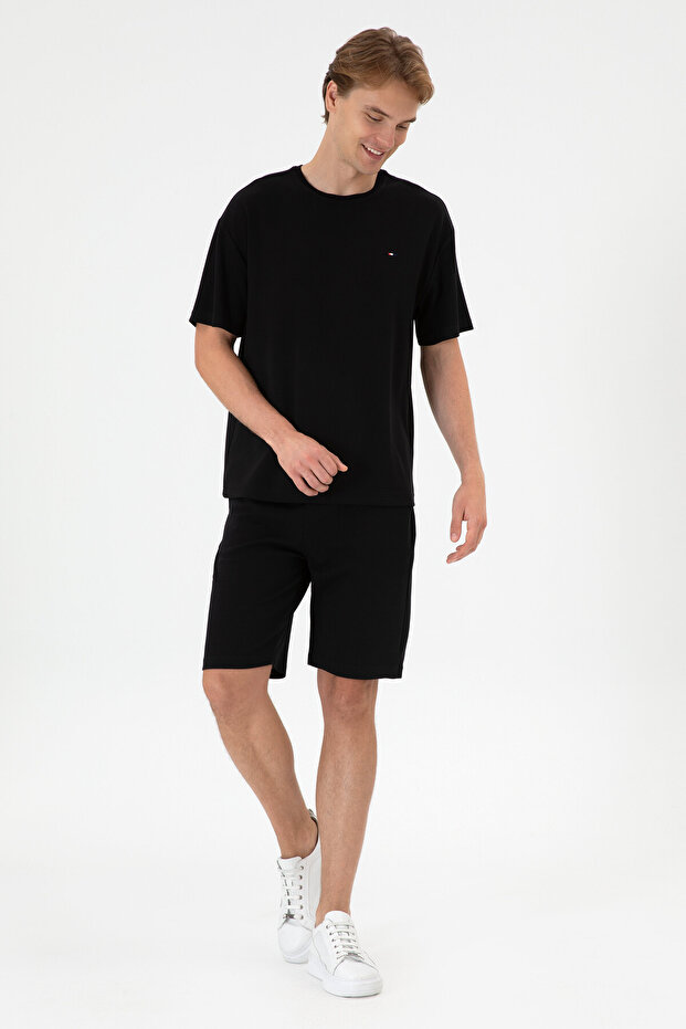Erkek Siyah Örme Şort 50307310-VR046 - 1