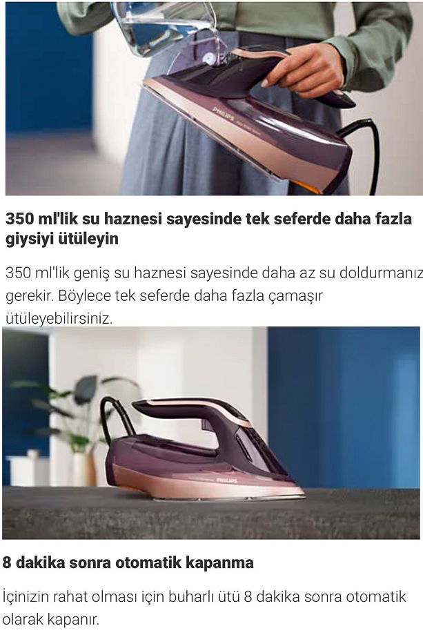 Yeni Azur Ütü Buharlı 3000w - Gelişmiş Kayma Performansı - Akıllı Sensör Donanımlı - 5