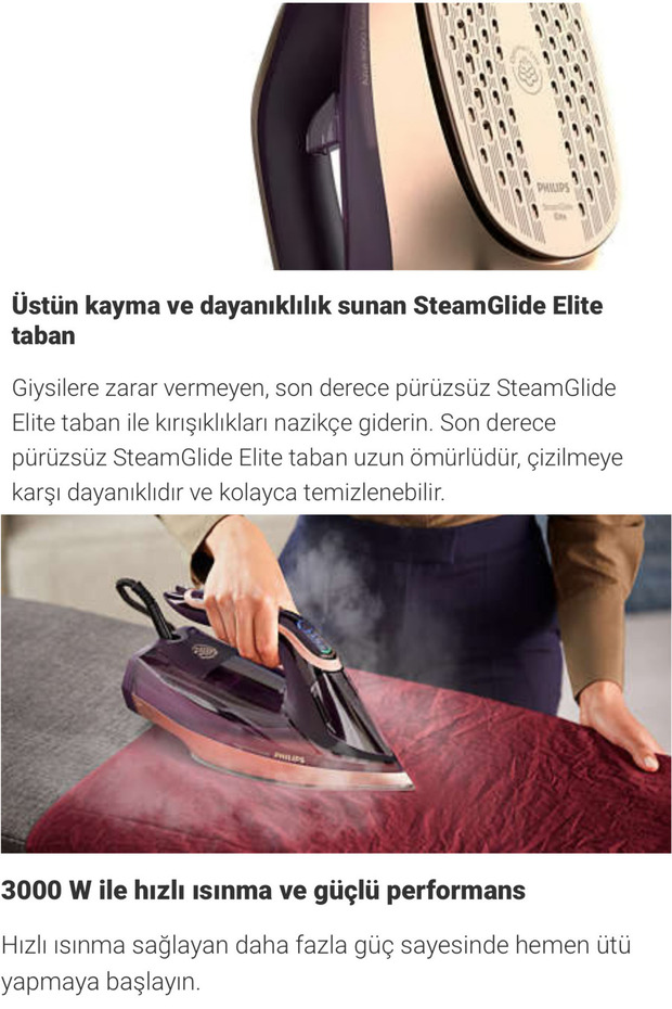 Yeni Azur Ütü Buharlı 3000w - Gelişmiş Kayma Performansı - Akıllı Sensör Donanımlı - 4