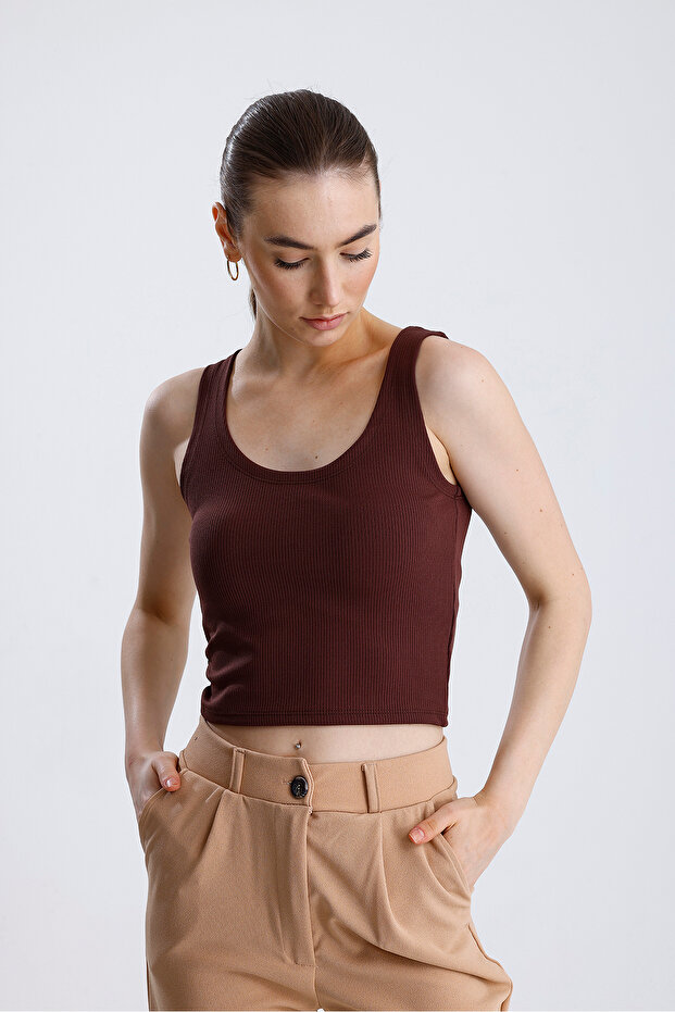 Oval Yaka Fitilli Büstiyer Crop - 7