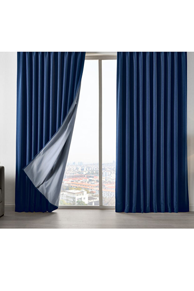 Blackout Curtain 100% Luxury Blackout Dark Navy Double Sided