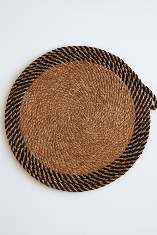 Jute-Wicker American Service-Supla Set, Beige - Natural (Black) Color Matching.