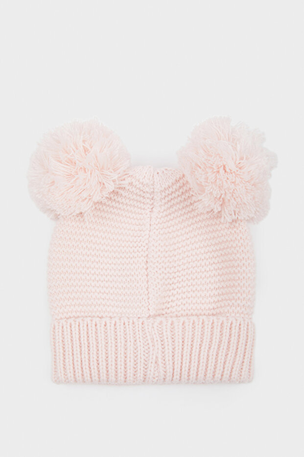 Kız Bebek Ponpon Kulaklı Örgü Bere C8164A524WN - 1