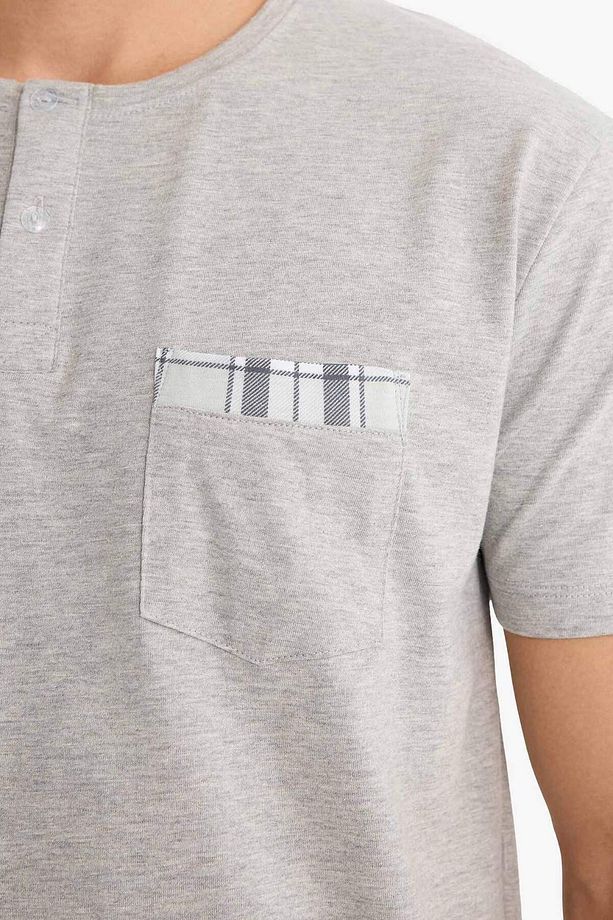 Pijama Takımı Regular Fit Kısa Kollu Üst Kareli Şort E7185AX25HS - 5