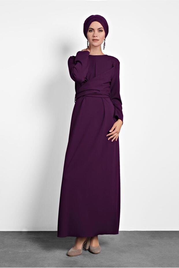 ÇAPRAZ BAĞLAMALI ELBİSE 40213 - 3