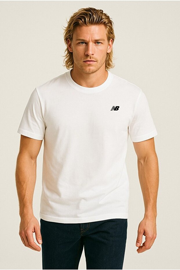 Nb Classic Basic Logo Erkek Beyaz Tshirt - 5