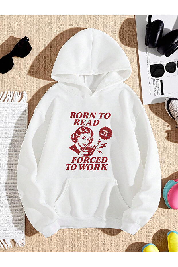 سويت شيرت مطبوع كبير الحجم للجنسين من Born To Read