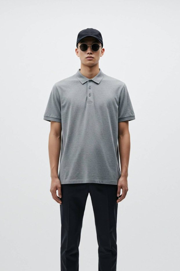 Men's Grimelangepolo Neck Plain Relaxed Fit 100% Cotton Non-Pulling Men's Polo Neck T-Shirt