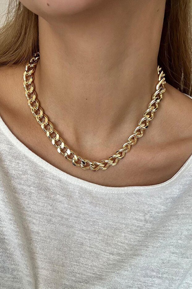 Cadena Kalın Zincir Kolye Altın - 5