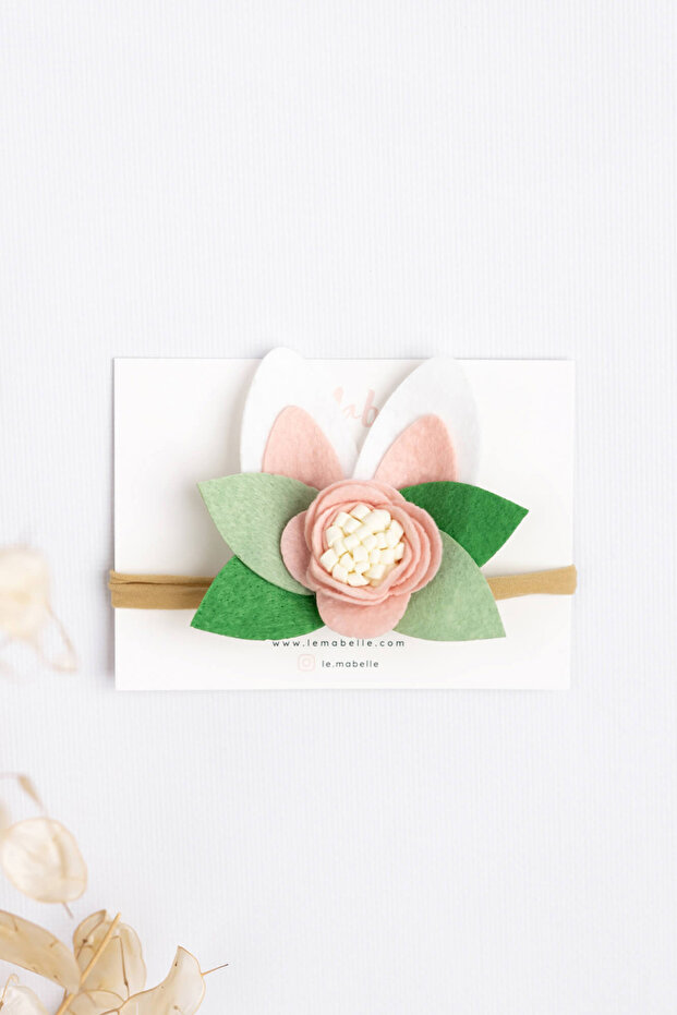 Powder Felt Floral Rabbit Ear Baby Hair Band