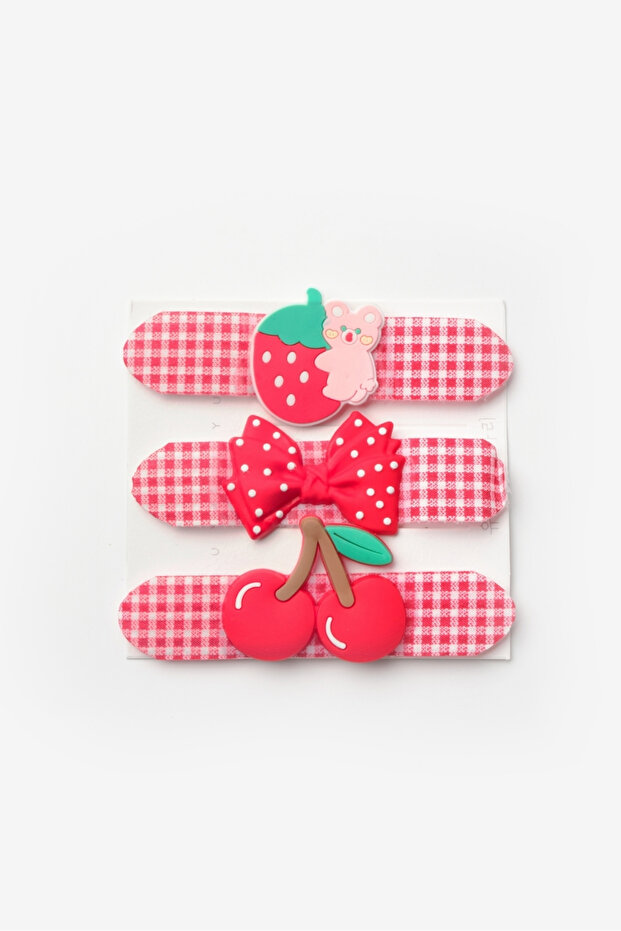 Red Plaid Figured 3-Piece Girl's Buckle Set