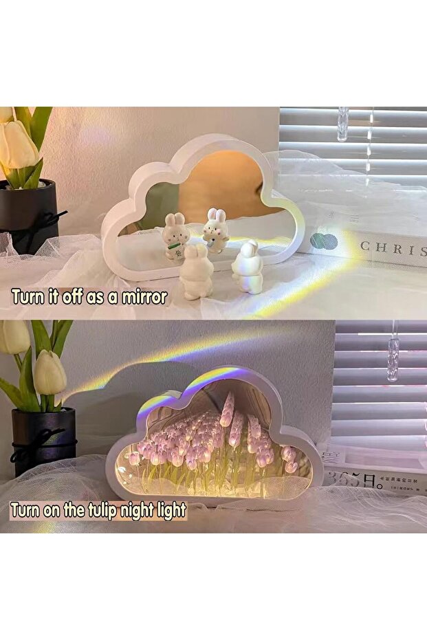 مصباح مرآة على شكل زهرة توليب السحابية - 3