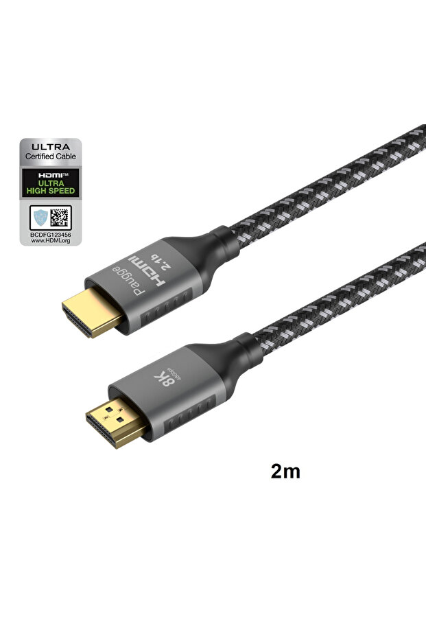 كابل HDMI 2.1b معتمد فائق الجودة بدقة 8K/4K - طوله 2 متر