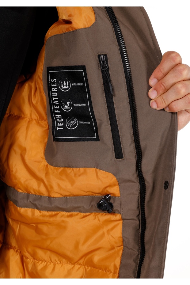 Regular Fit Erkek Bej Kaban - 5