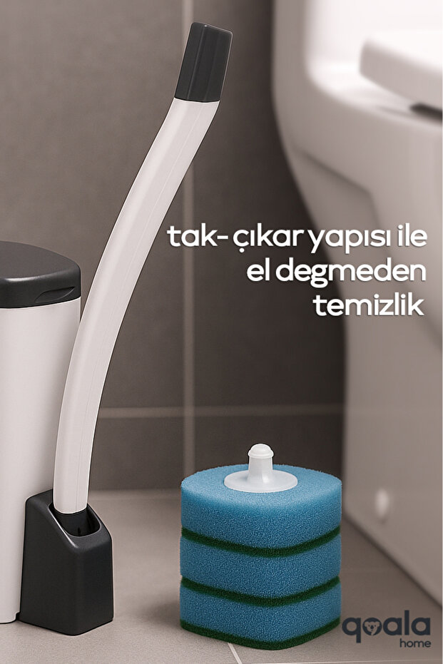 Özel Süngerli Tuvalet Temizlik Seti | Kullan-At Sünger İle Kolay Temizlik + 10 Adet Yedek Sünger - 2
