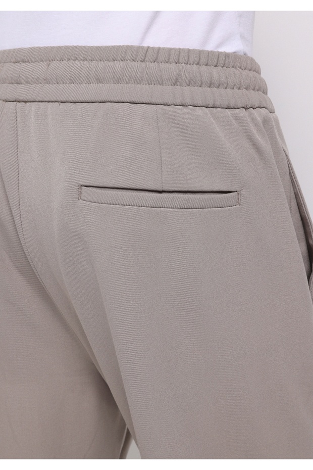 Regular Fit Orta Bel Düz Paça Erkek Bej Pantolon - 6