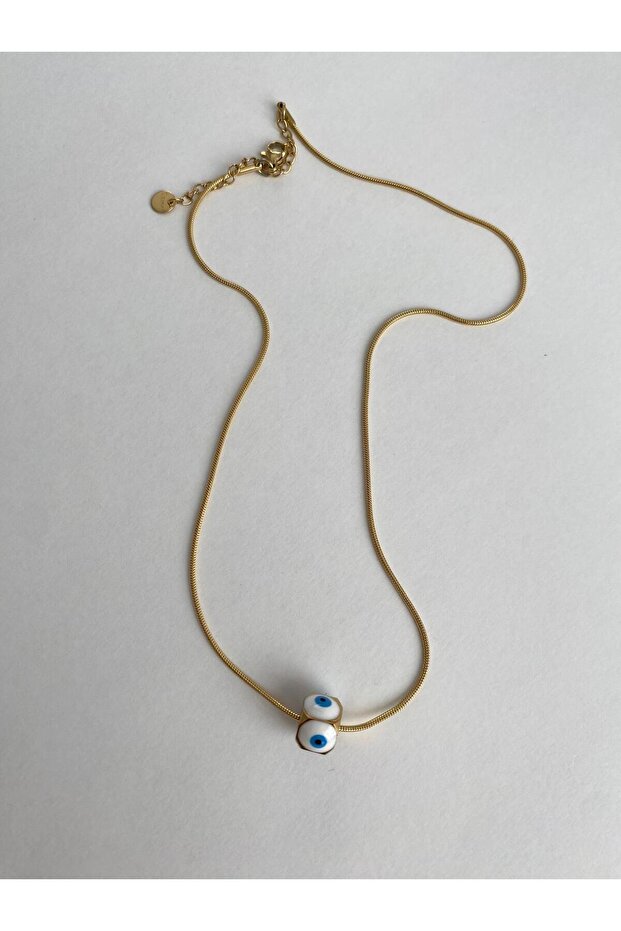 قلادة من الفولاذ الذهبي موديل Square Evil Eye