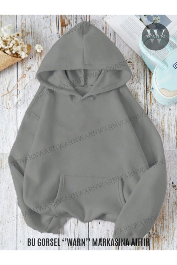 D. Gray Hooded Sweatshirt 3 Thread Winter Unisex Cotton Shirt Fleece-Lined 100% Cotton