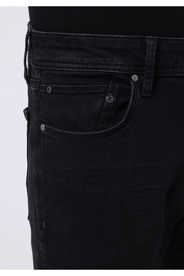 Regular Fit Erkek Siyah Jean Pantolon - 5