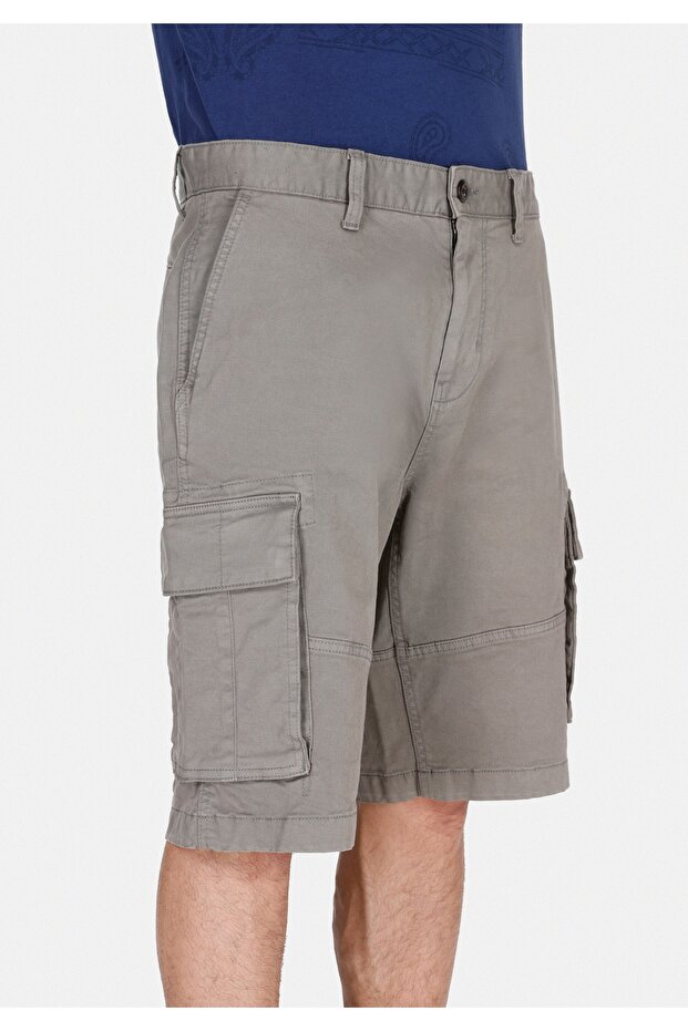 Regular Fit Orta Bel Düz Erkek Yeşil Şort - 4