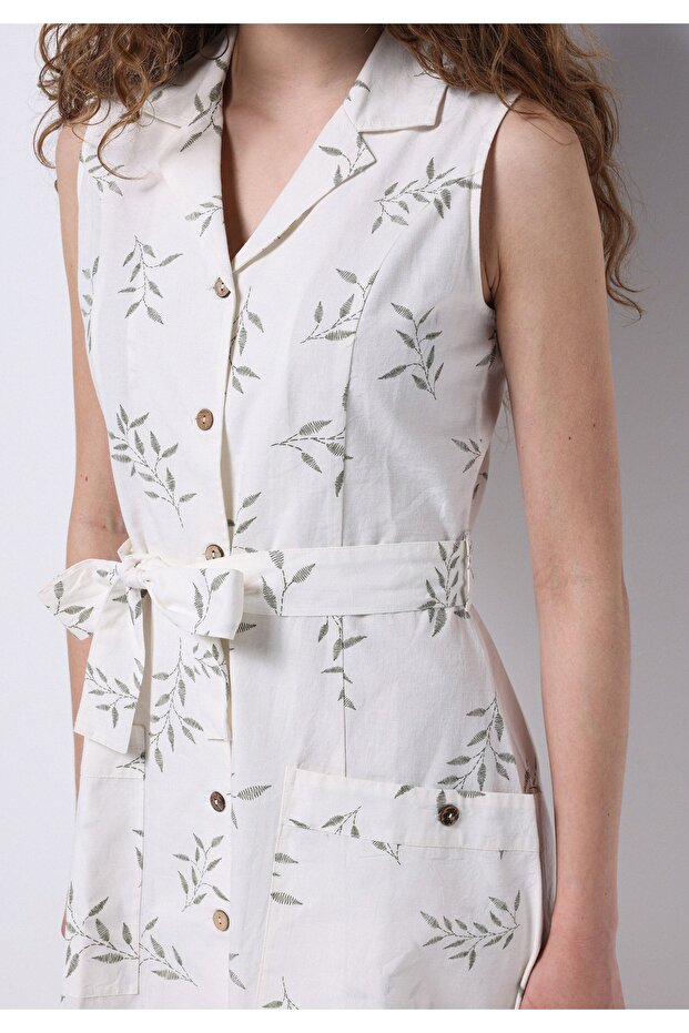 Regular Fit Kadın Ekru Elbise - 4