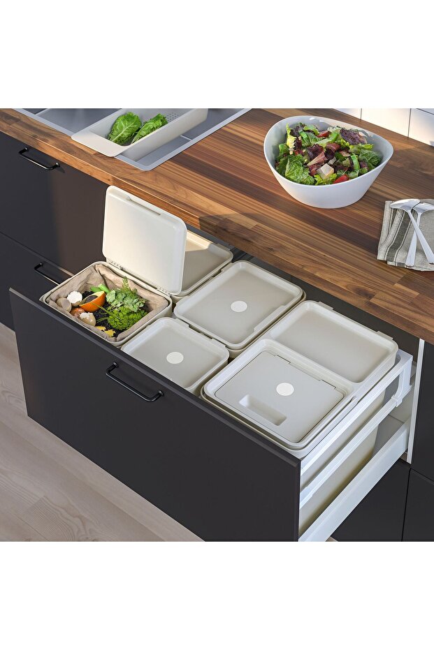 سلة فرز النفايات HÅLLBAR، رمادي فاتح، 22 لتر - 1