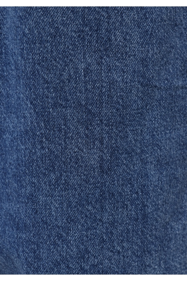 Regular Fit Orta Bel Düz Erkek İndigo Jean Şort - 6